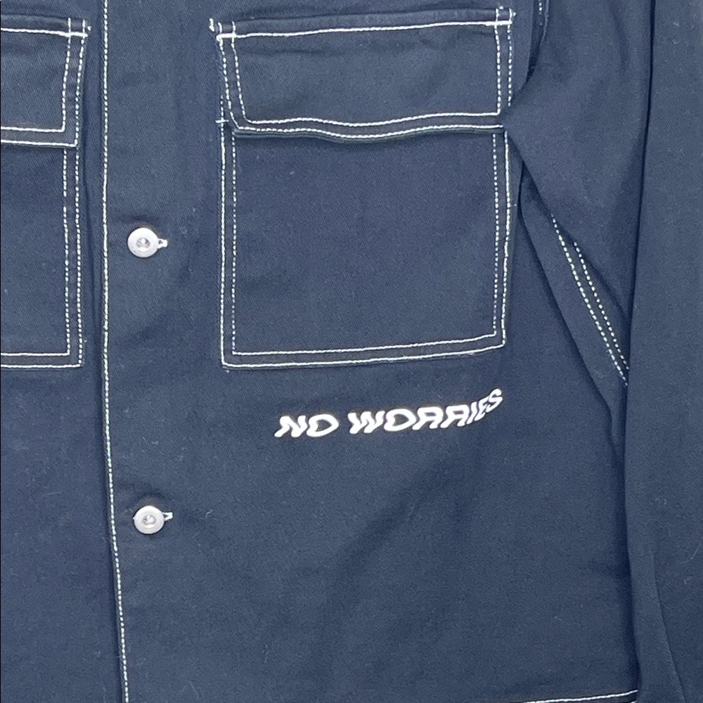 Urban Outfitters Contrast Stitch Button-Down Overshirt White Stitching - Picture 4 of 9